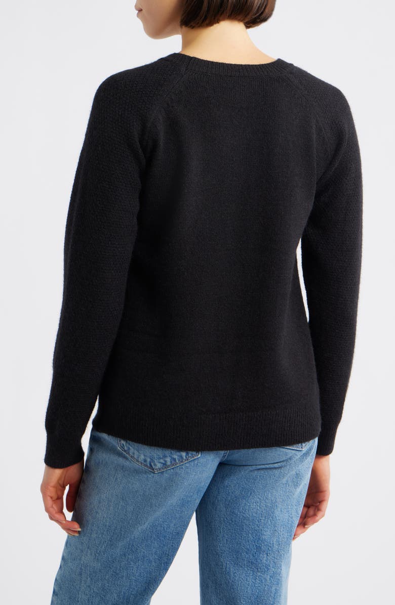 Bobeau Floral Heart Graphic Crewneck Sweater, Alternate, color, Black/ Ivory