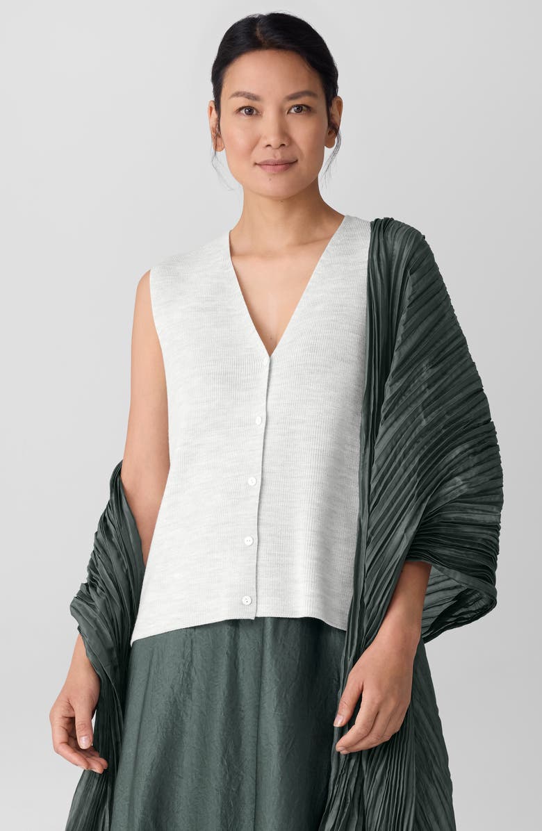 Eileen Fisher Whisper Pleated Silk Scarf, Alternate, color, Everglade