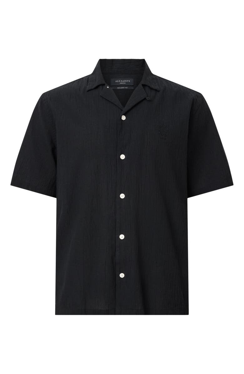 AllSaints Haven Short Sleeve Camp Shirt, Alternate, color, Black