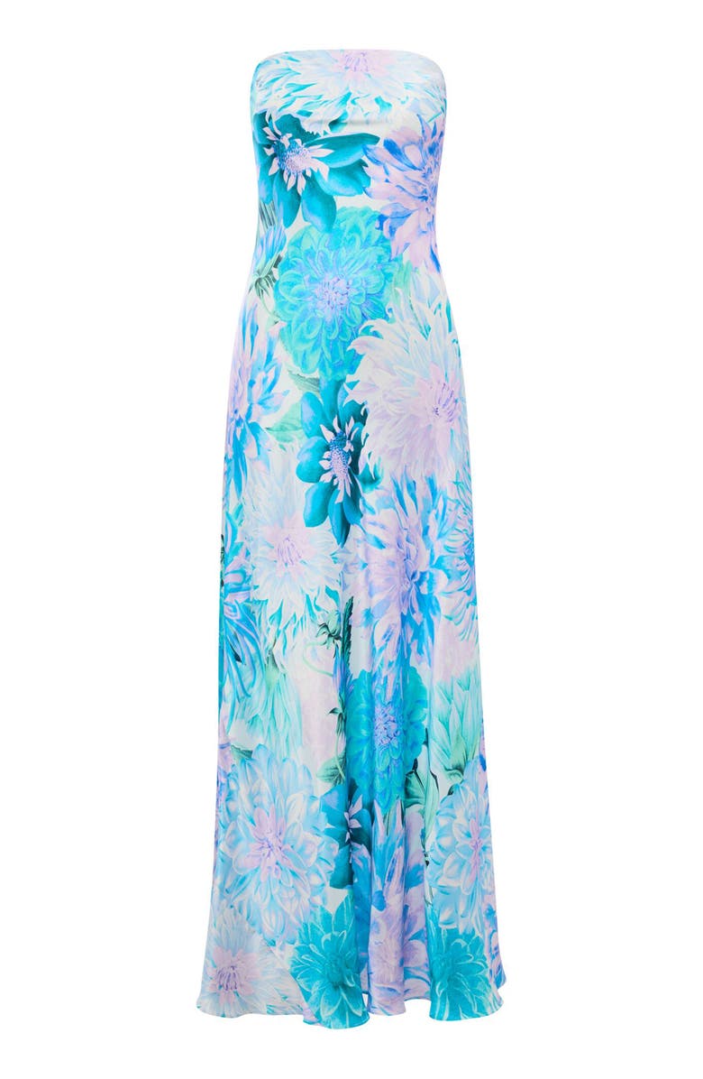 Ever New Kai Floral Strapless Satin Dress, Alternate, color, Blue Carmen Floral