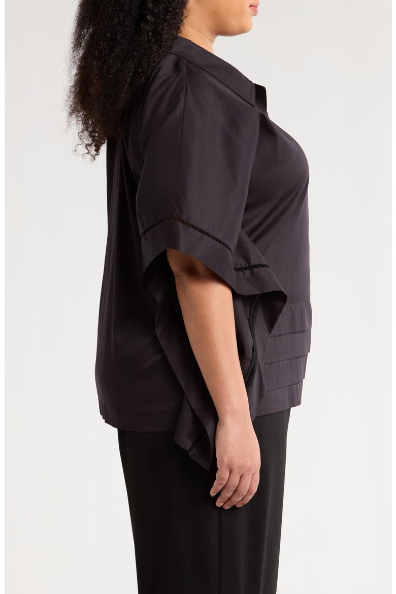 Harpa Short Sleeve Cotton Button-Up Shirt, Alternate, color, BLACK