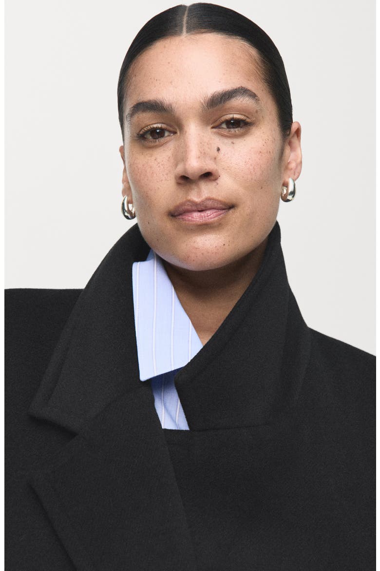 Double Breasted Coat, Alternate, color, BLACK