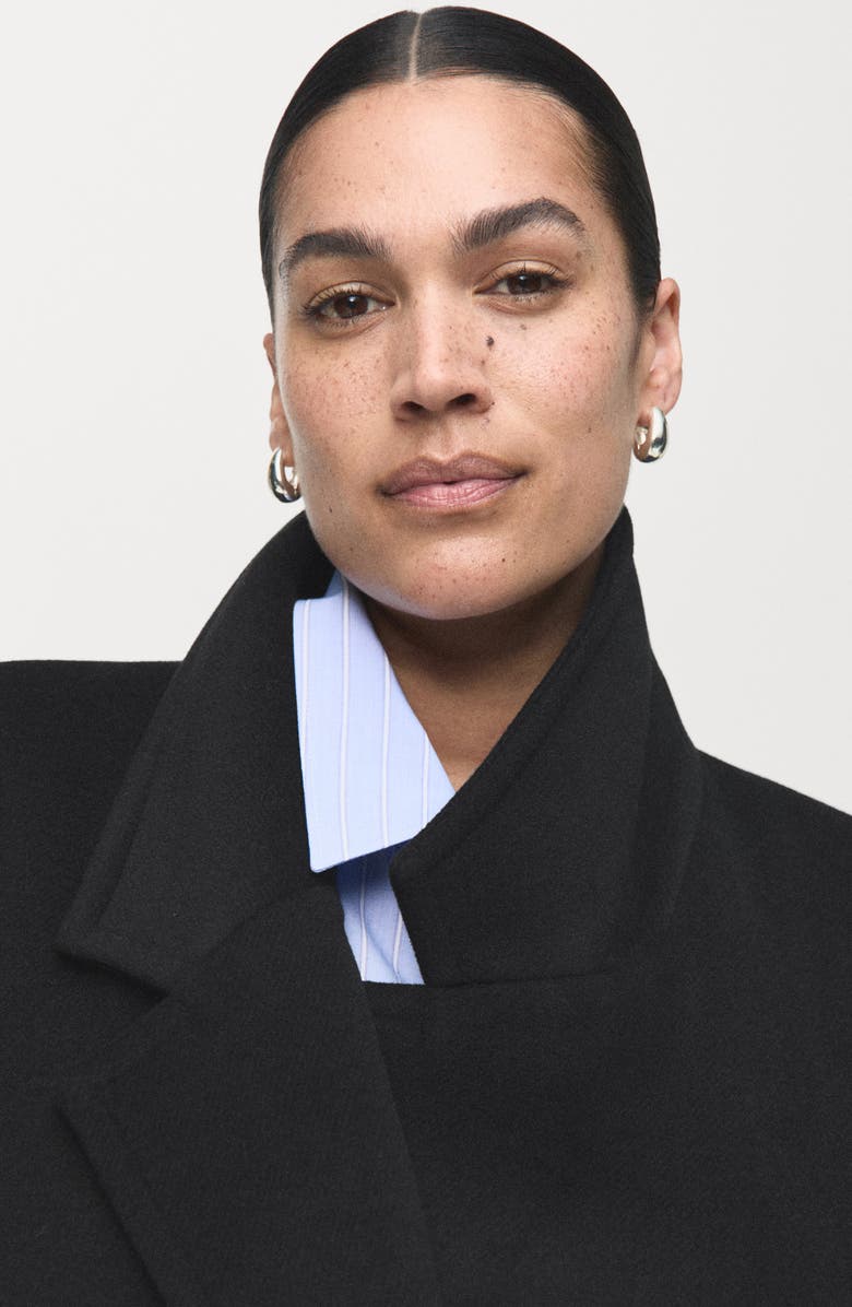 MANGO Double Breasted Coat, Alternate, color, Black