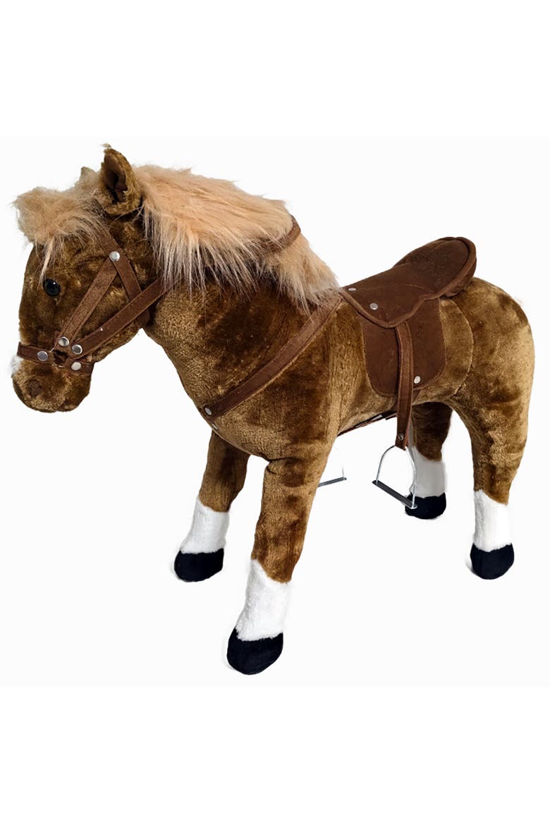 Music Standing Horse Brown & White, 34 Inches, Kids, Main, color, Multicolored