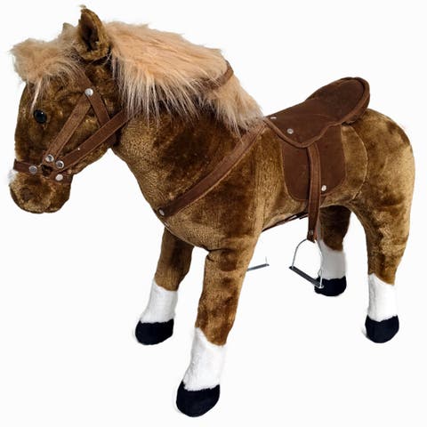 Music Standing Horse Brown & White, 34 Inches, Kids