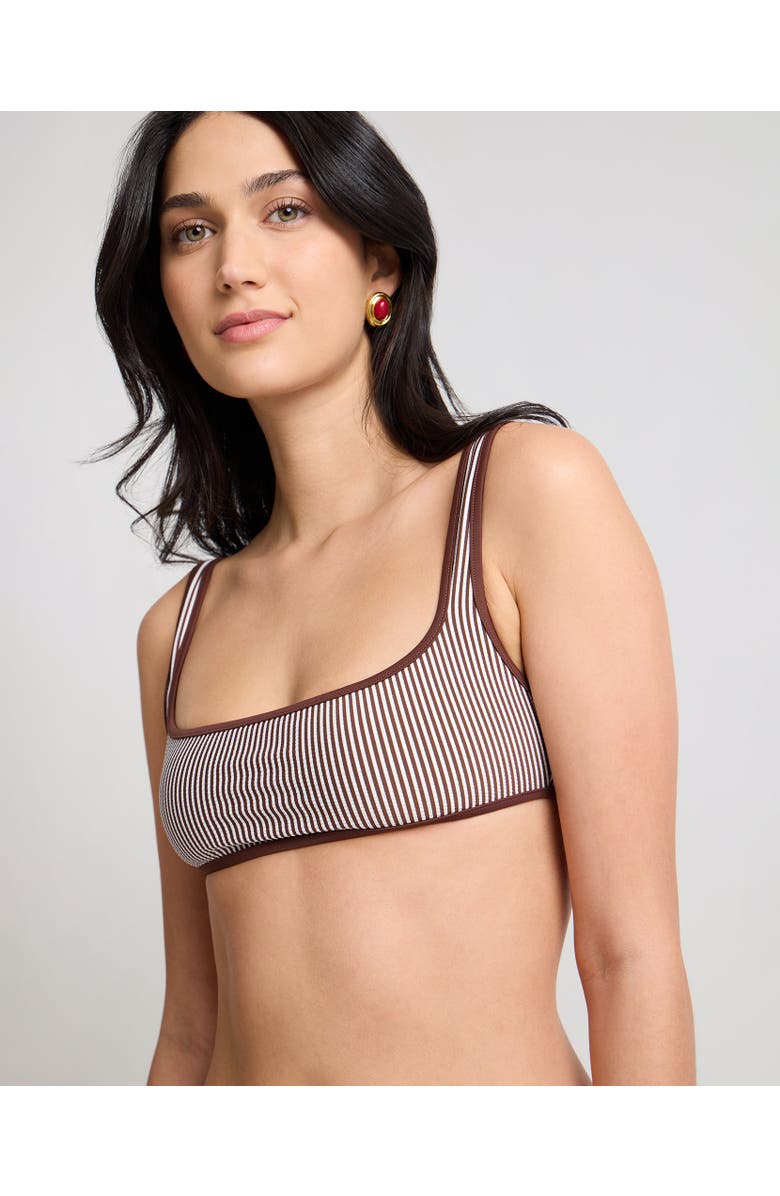Onia Claire Tricot Bikini Top, Main, color, Brown/White