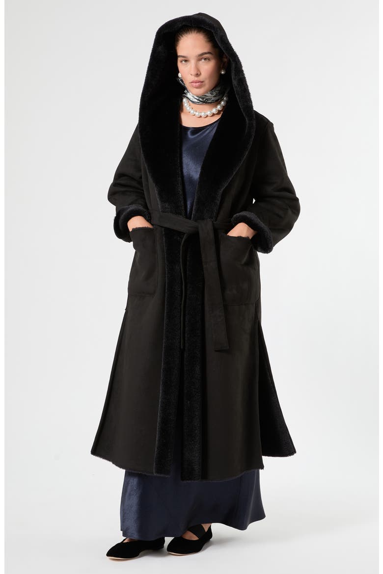 Cosetta Faux Fur Hooded Coat, Alternate, color, MIDNIGHT BLUE