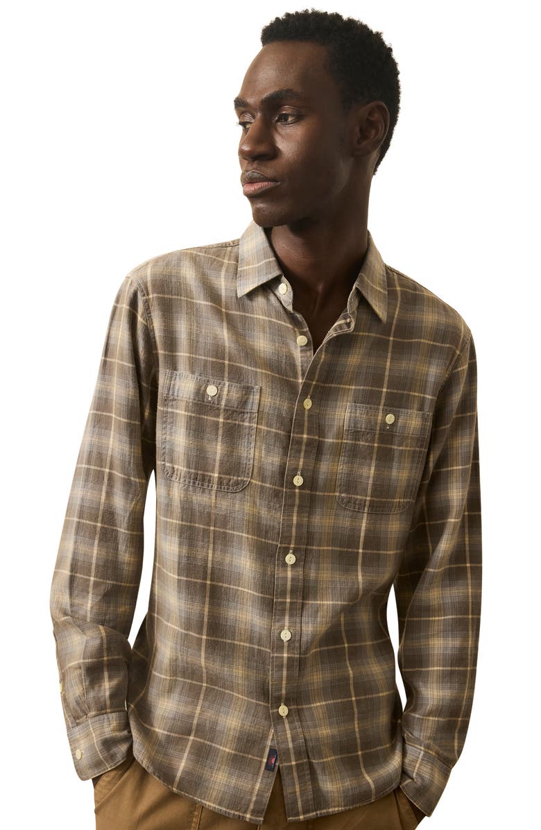 Faherty The Tried & True Plaid Chambray Button-Up Shirt, Alternate, color, 