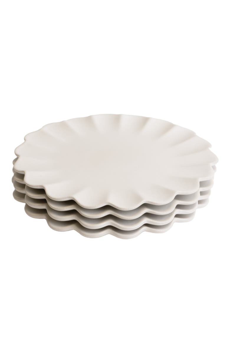 LEMIEUX ET CIE Dhalia Stoneware 4-Piece Dinner Plate Set, Alternate, color, White