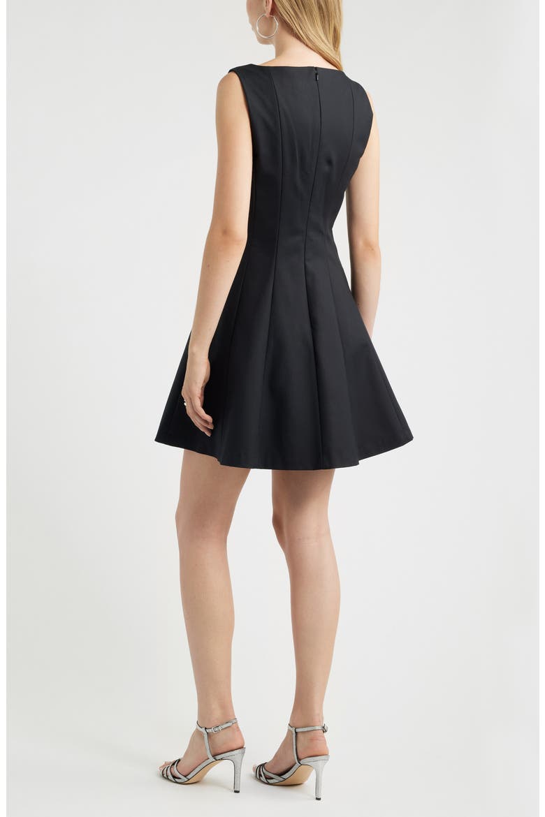 Seamed Fit & Flare Minidress, Alternate, color, BLACK