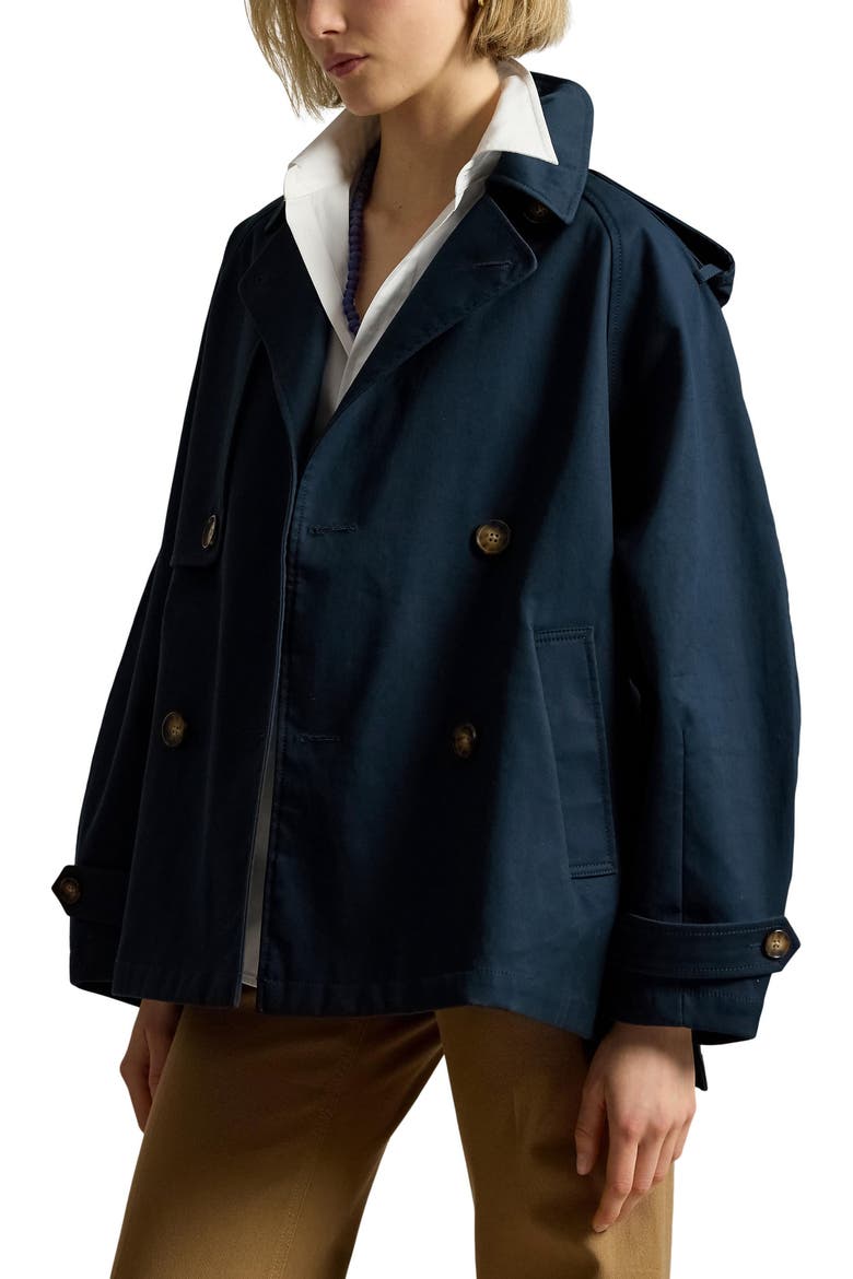 Cotton Twill Balloon Trench Coat, Main, color, RL NAVY