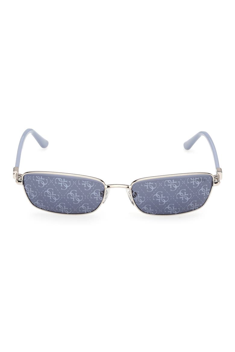 Rectangular Sunglasses, Main, color, NICKELTIN / BLUE MIRROR