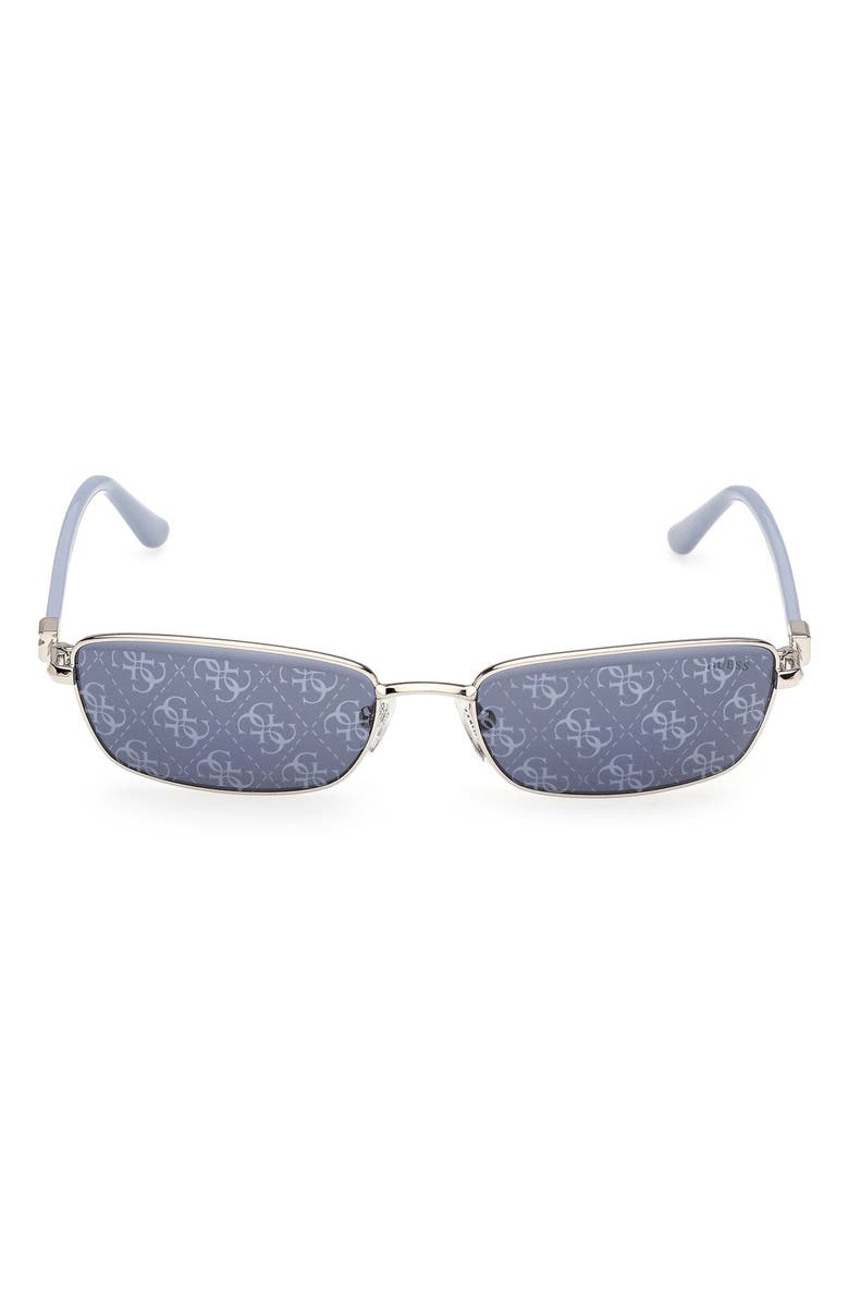 GUESS Rectangular Sunglasses, Main, color, Nickeltin / Blue Mirror