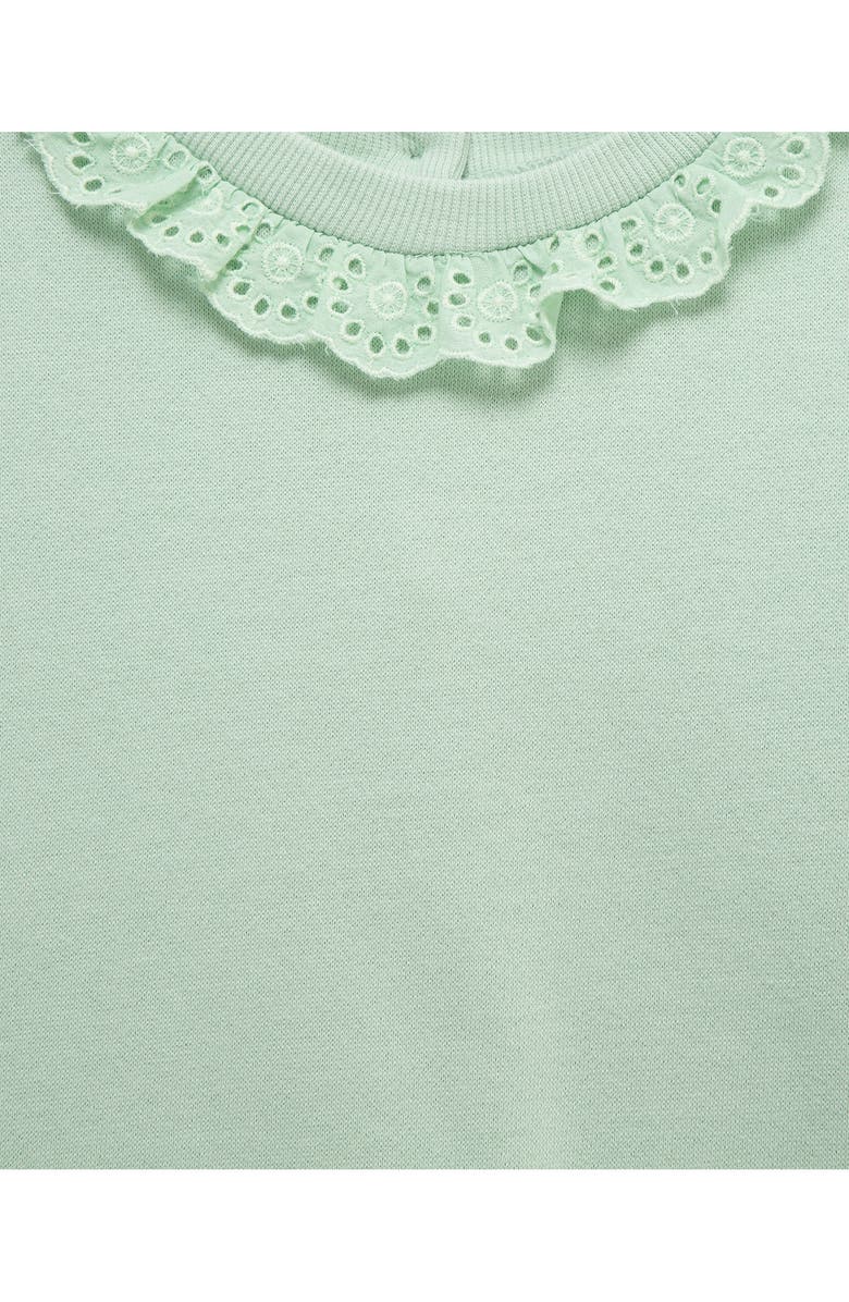 Little Me Ruffle Lace Trim Sweatshirt & Joggers, Alternate, color, Green