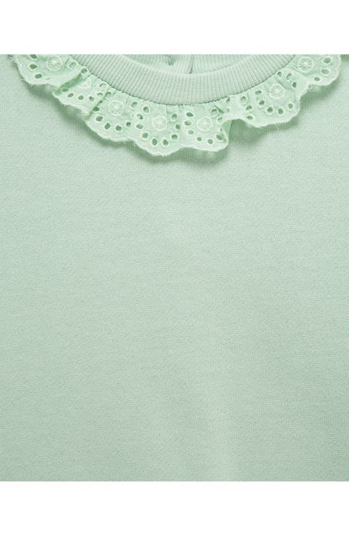 Little Me Ruffle Lace Trim Sweatshirt & Joggers In Green