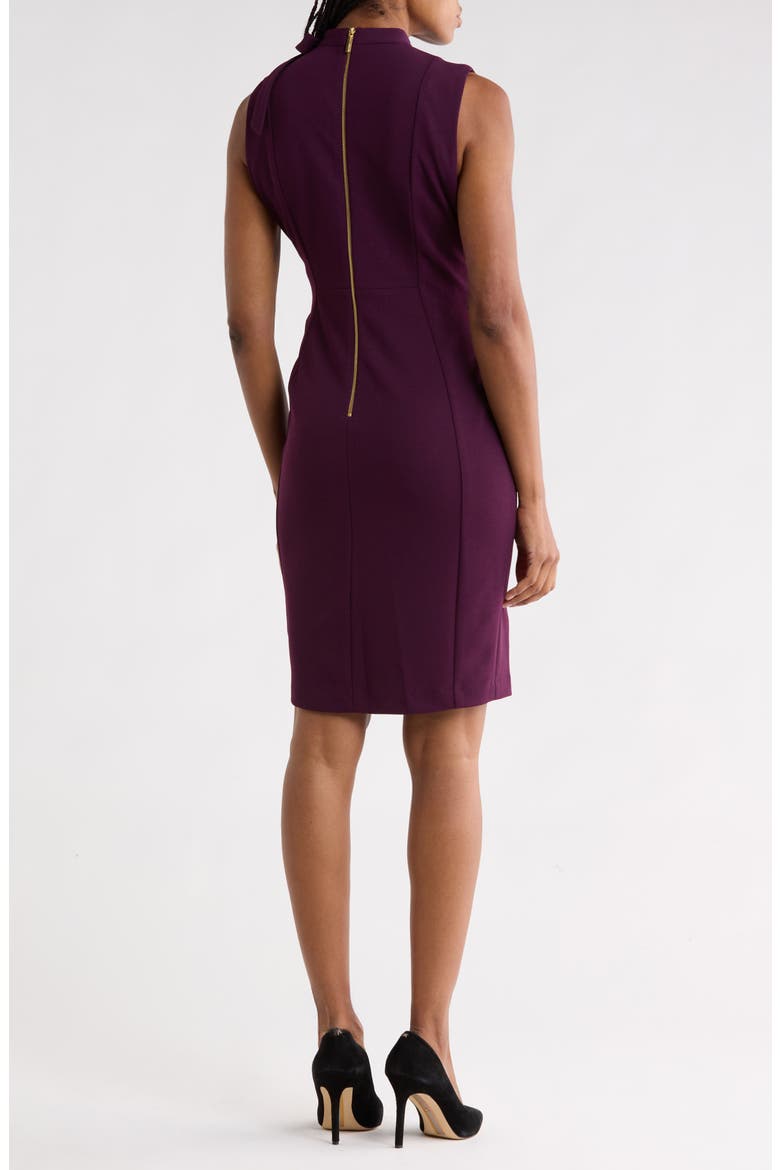 Tie Neck Sleeveless Sheath Dress, Alternate, color, AUBERGINE