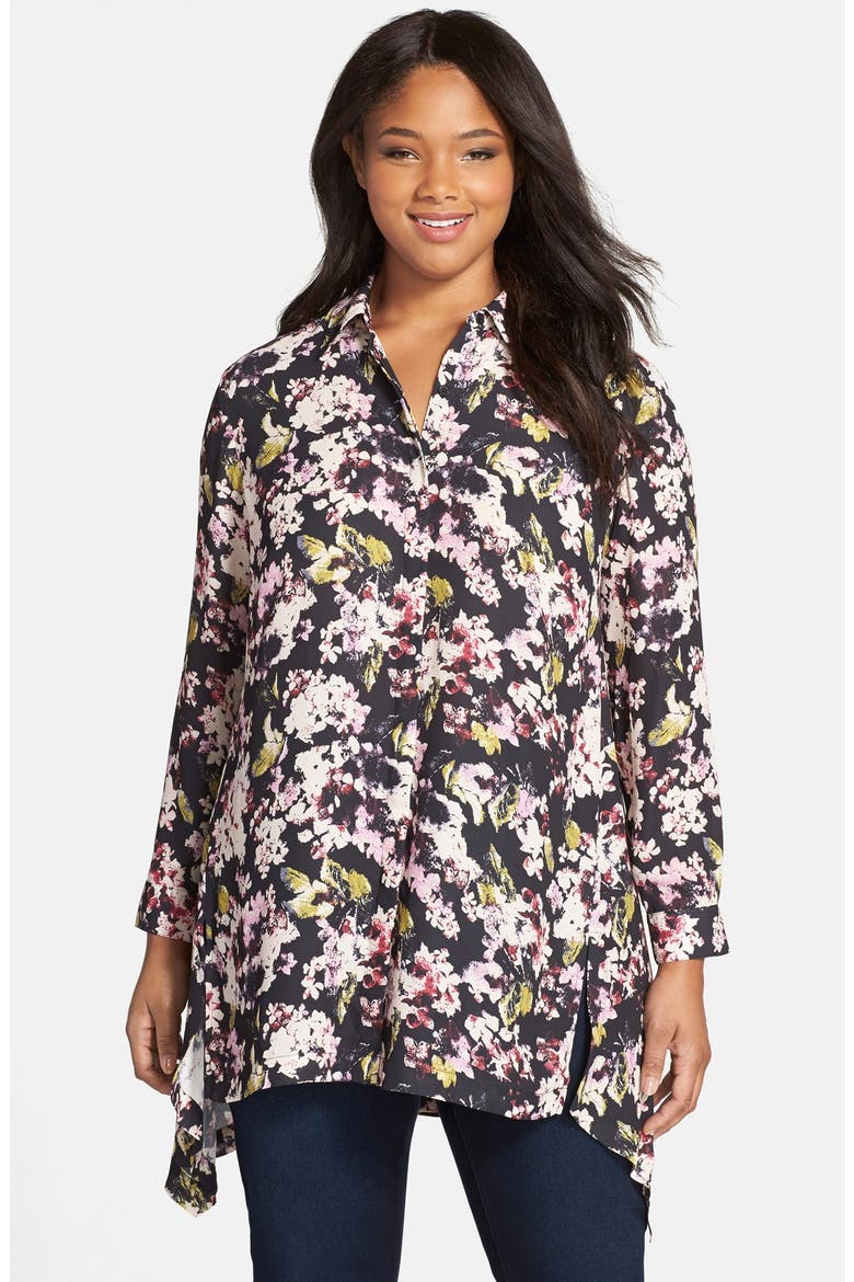 Trapeze Tunic, Main, color, BLACK MULTI FLORAL PRINT