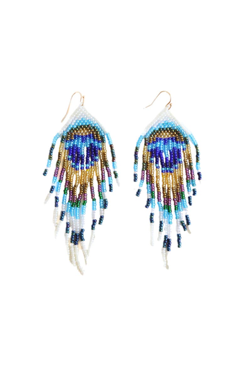 Peacock Feather Embera Earrings, Main, color, Peacock Feather
