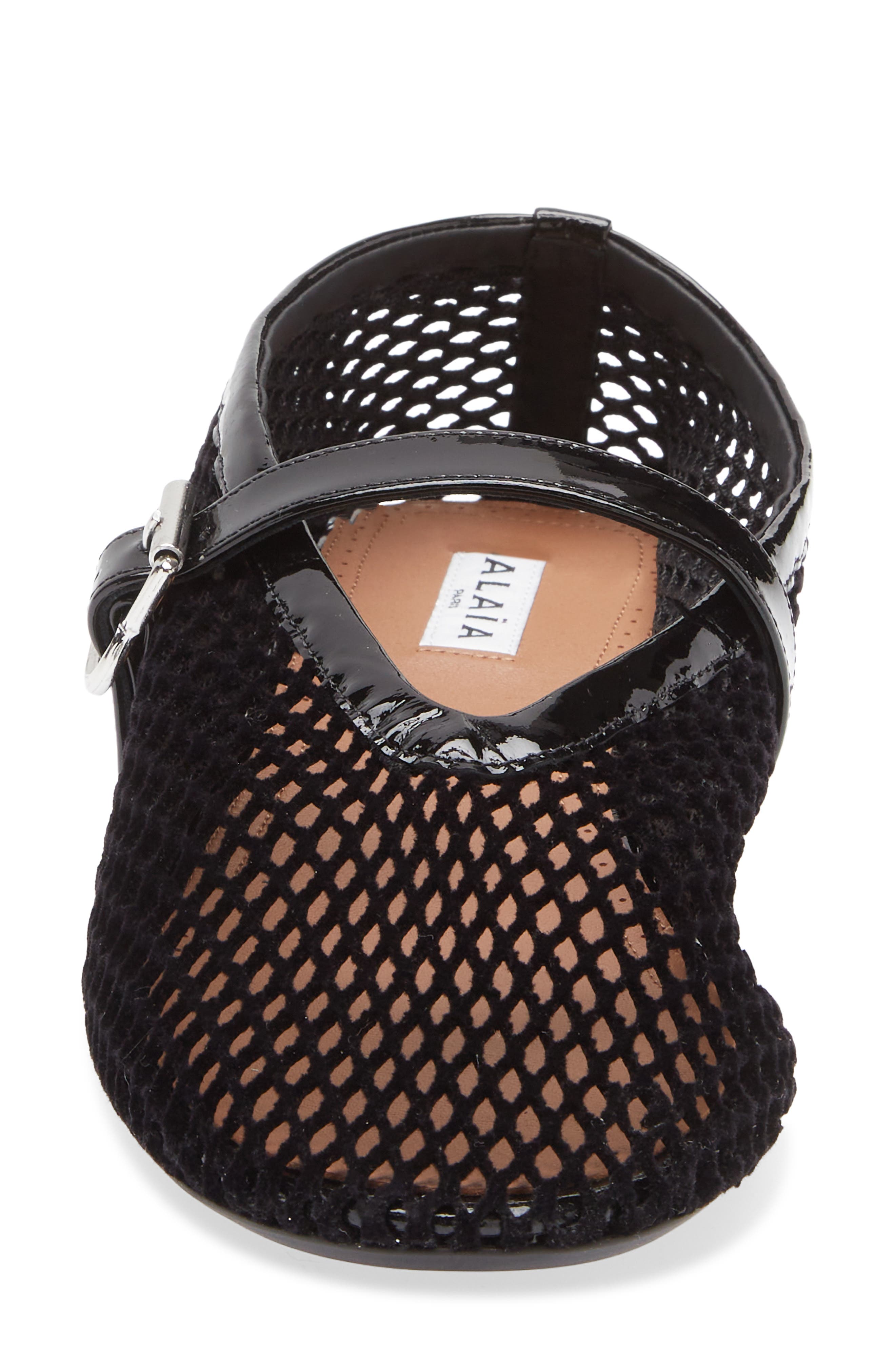 Alaïa Fishnet Mary Jane Flat, Alternate, color, 