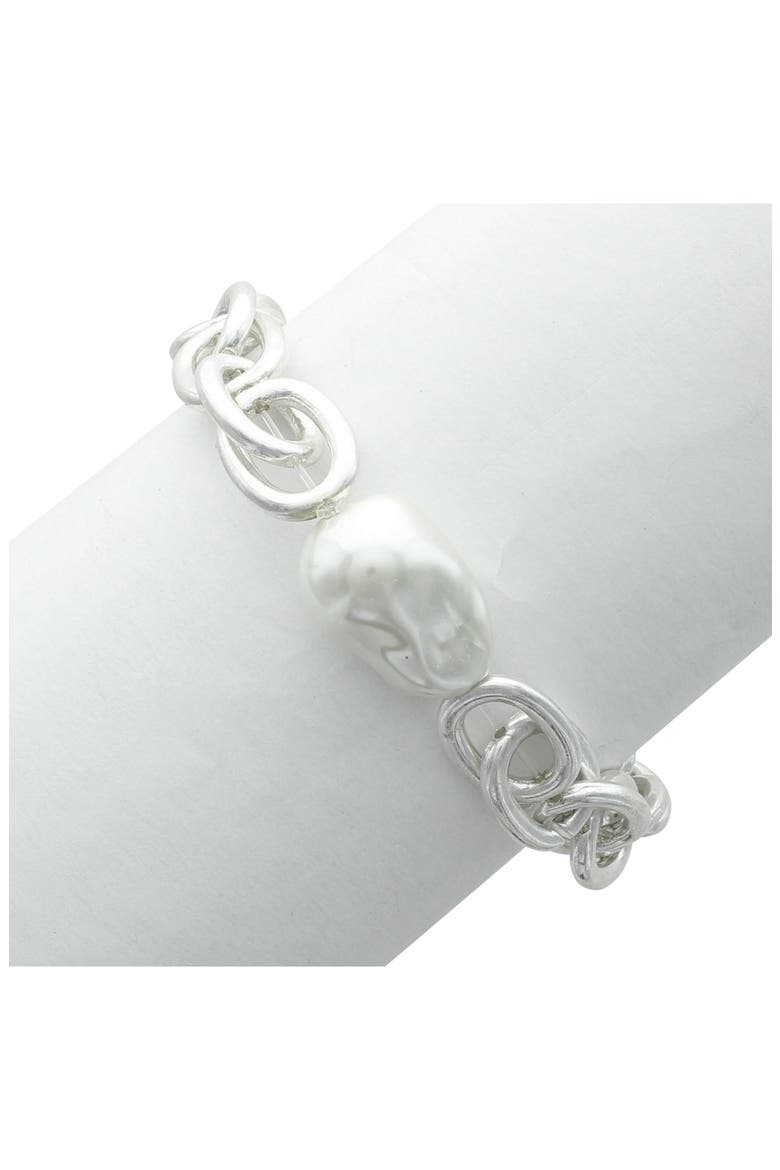 Bridget Faux Pearl Stretch Bracelet, Alternate, color, SILVER/ WHITE