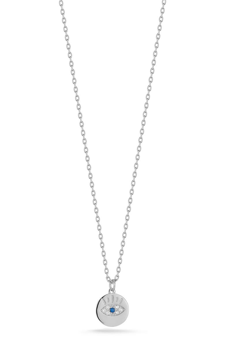 14k Gold Over Sterling Silver Eye Pendant Necklace, Main, color, SILVER
