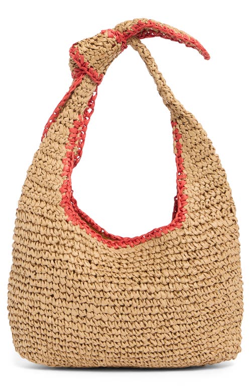 Urban Expressions Handbags Woven Straw Knotted Strap Shoulder Bag In Natural