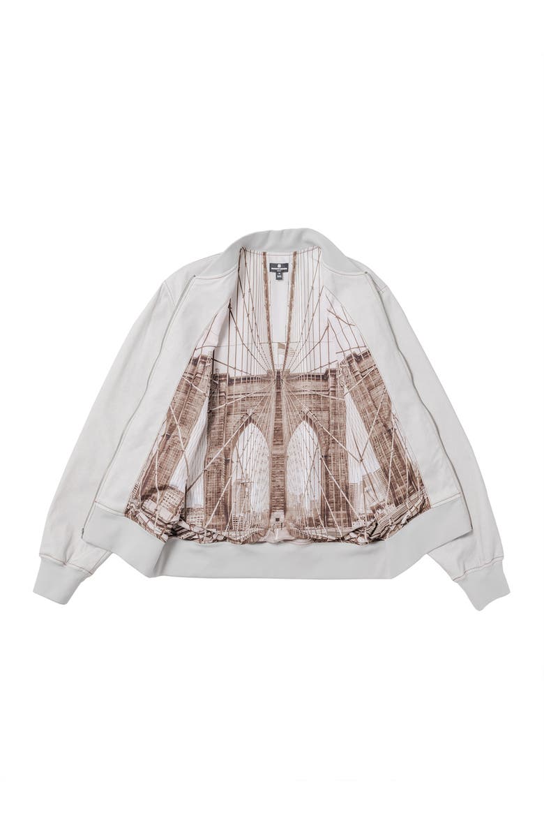 Brooklyn Brigade Slim Fit Brooklyn Bridge Bomber Jacket, Alternate, color, Stone