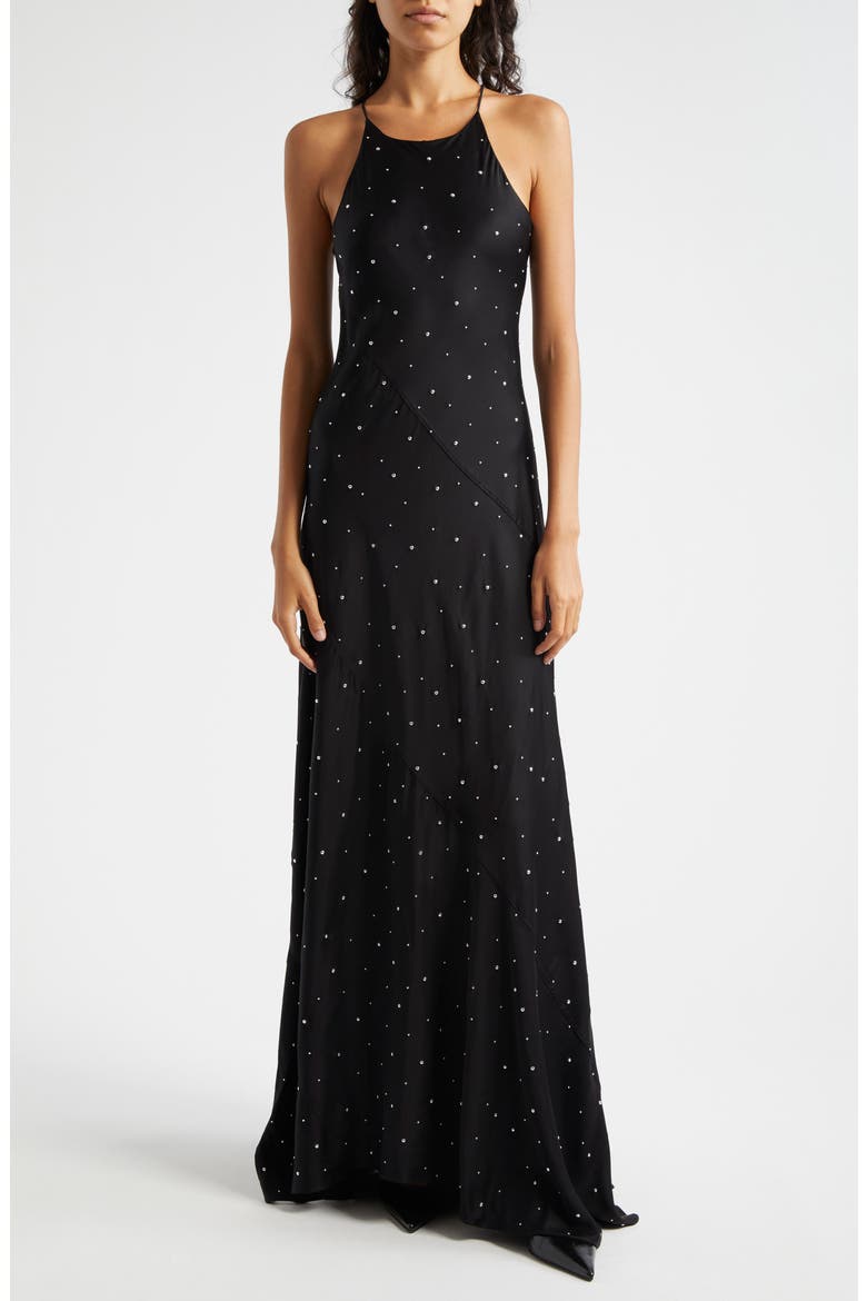 Sybil Stud Embellished Sleeveless Dress, Main, color, BLACK/SILVER