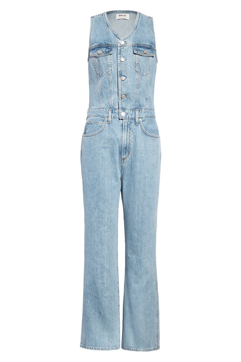 Fitted Sleeveless Denim Jumpsuit, Alternate, color, WESTWARD