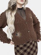 Disturbia Isla Chunky Embroidered Knit Cardigan