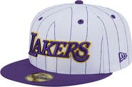 New Era Men's New Era  White Los Angeles Lakers Wordmark Pinstripe 59FIFTY Fitted Hat