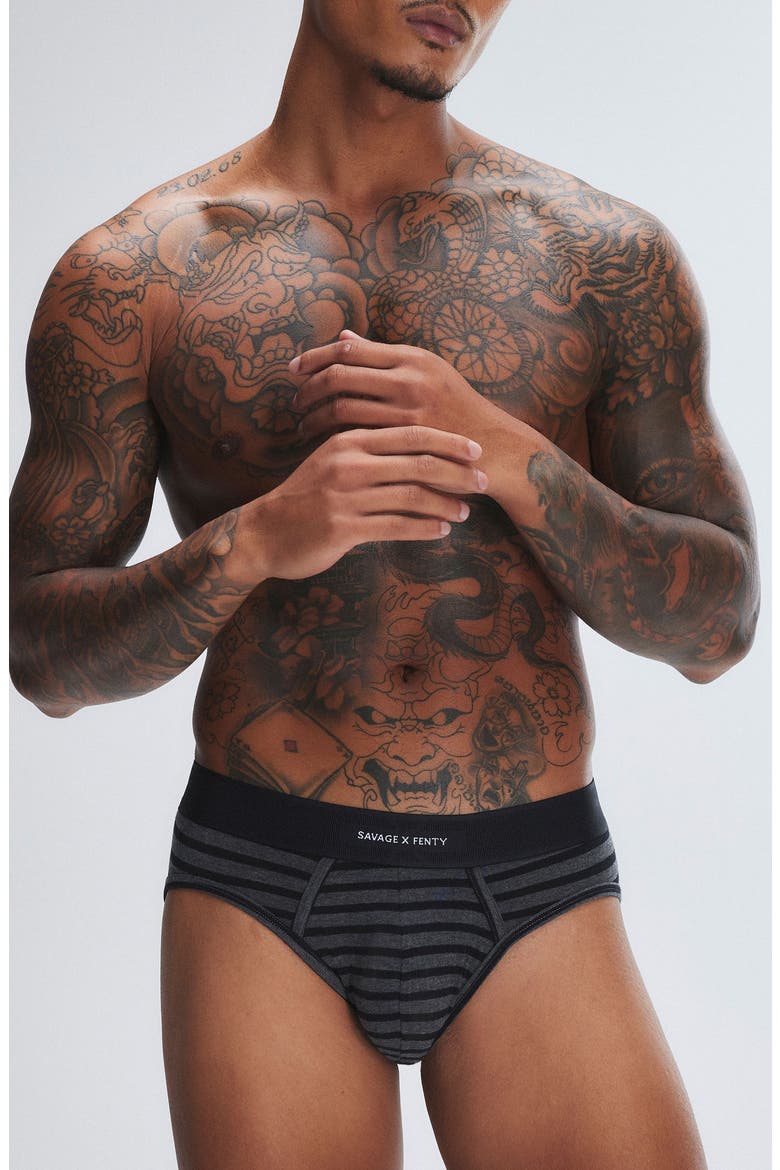 Savage X Cotton Blend Briefs, Main, color, NIGHT GRAM GREY/ BLACK PENCIL