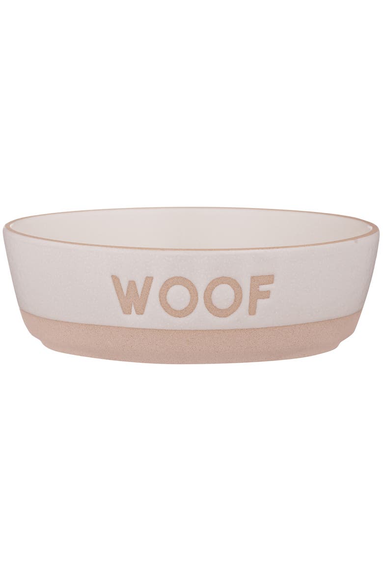 Woof Dog Bowl, 5.9 Inch, 18.6oz, Cream & Tan, Main, color, Multicolored