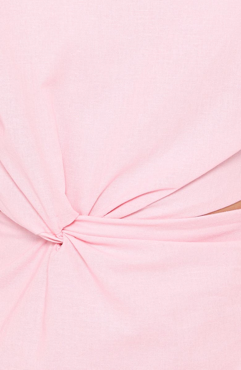 Petal & Pup Samira One-Shoulder Cutout Cotton Blend Midi Dress, Alternate, color, Pink