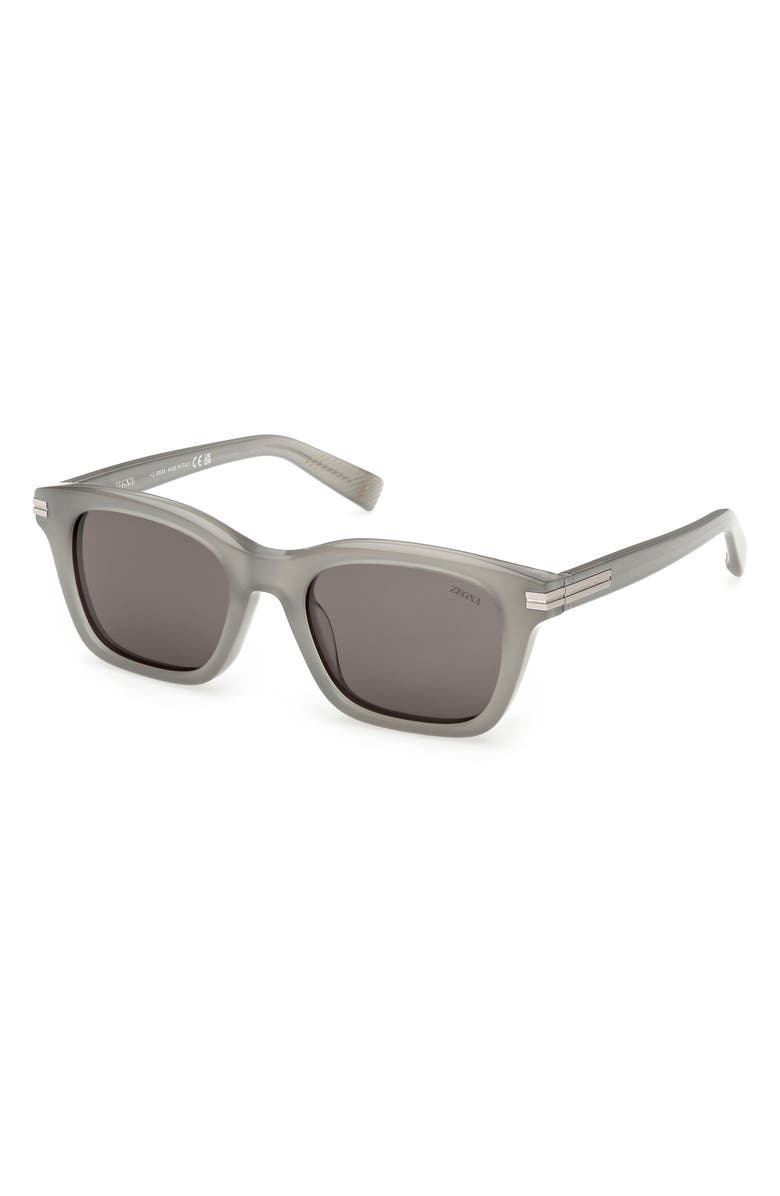 ZEGNA 54mm Rectangular Sunglasses, Alternate, color, Grey / Smoke