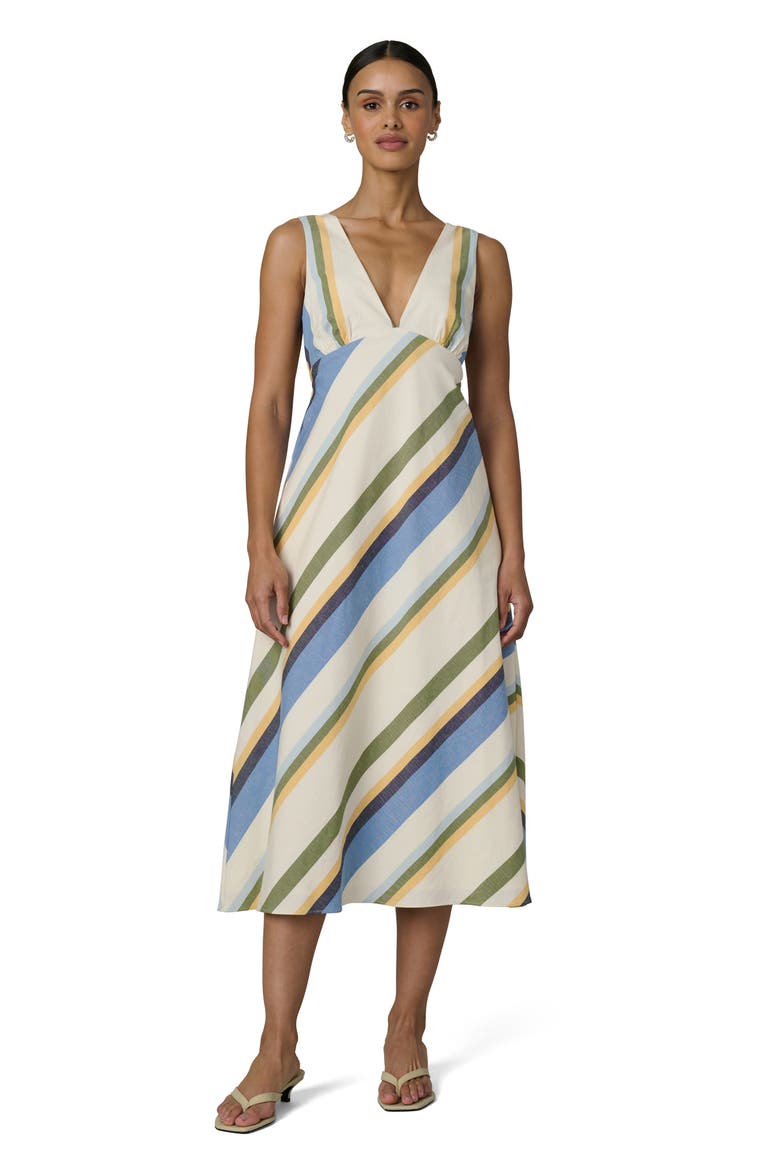 The Joni Stripe Cotton Blend Midi Dress, Alternate, color, AZURE VARIEGATED STRIPE