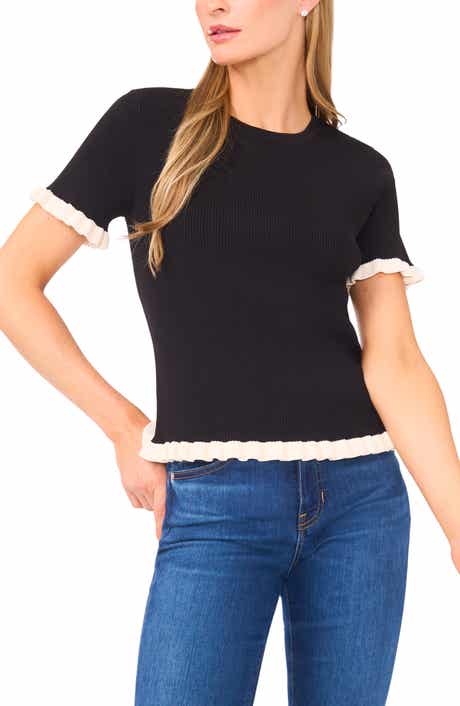 Ruffle Short Sleeve Sweater