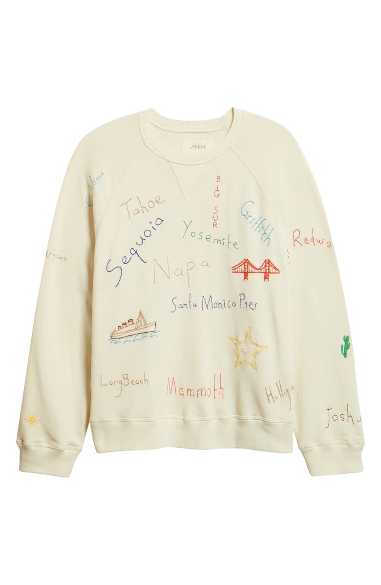 THE GREAT. The Slouch Crewneck Sweatshirt, Alternate, color, Washed White