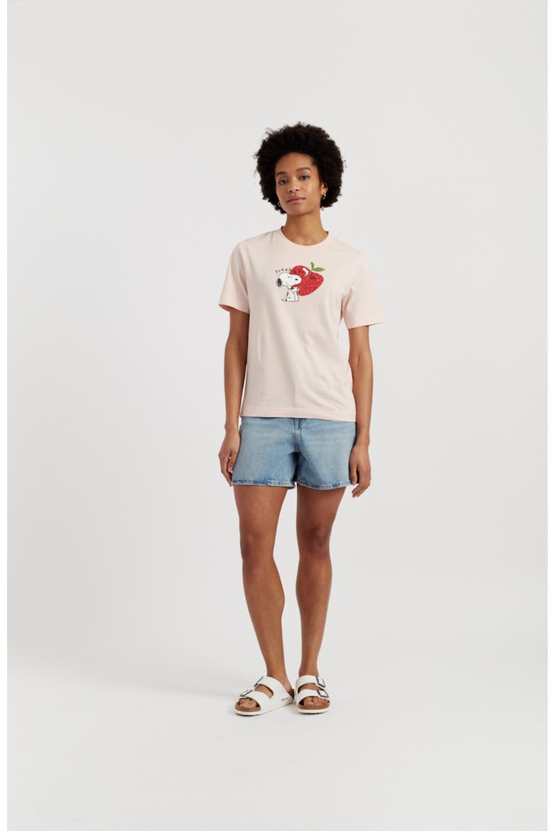 Cotton Snoopy Apple T-Shirt, Alternate, color, Light Pink
