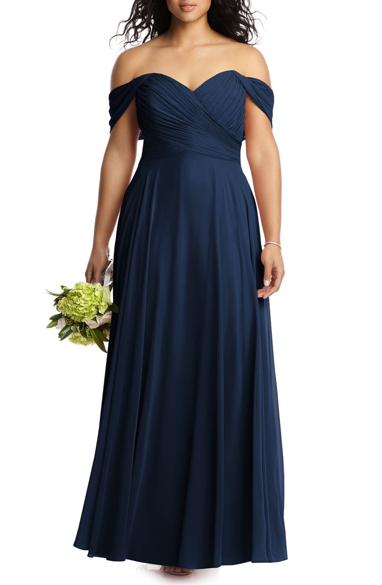Dessy Collection Lux Off the Shoulder Chiffon Gown, Main, color,