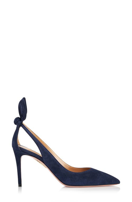 Aquazzura Bow Tie Pointed Toe Pump In Blue