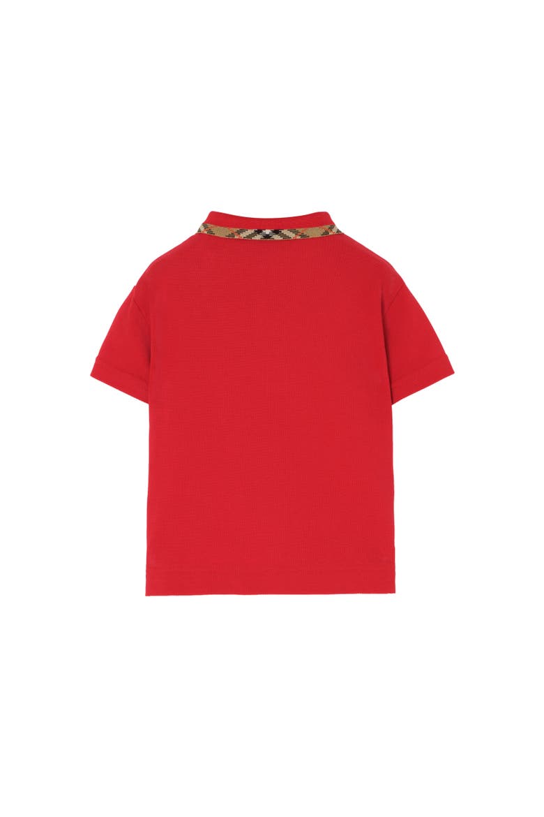 Check Collar Cotton Polo Shirt, Alternate, color, Bright red