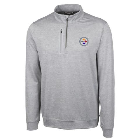 Men's Cutter & Buck Heather Gray Pittsburgh Steelers Big & Tall Stealth Quarter-Zip Pullover Jacket