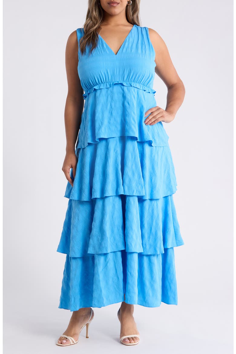 Tiered Ruffle Maxi Dress, Main, color, BLUE MAYA