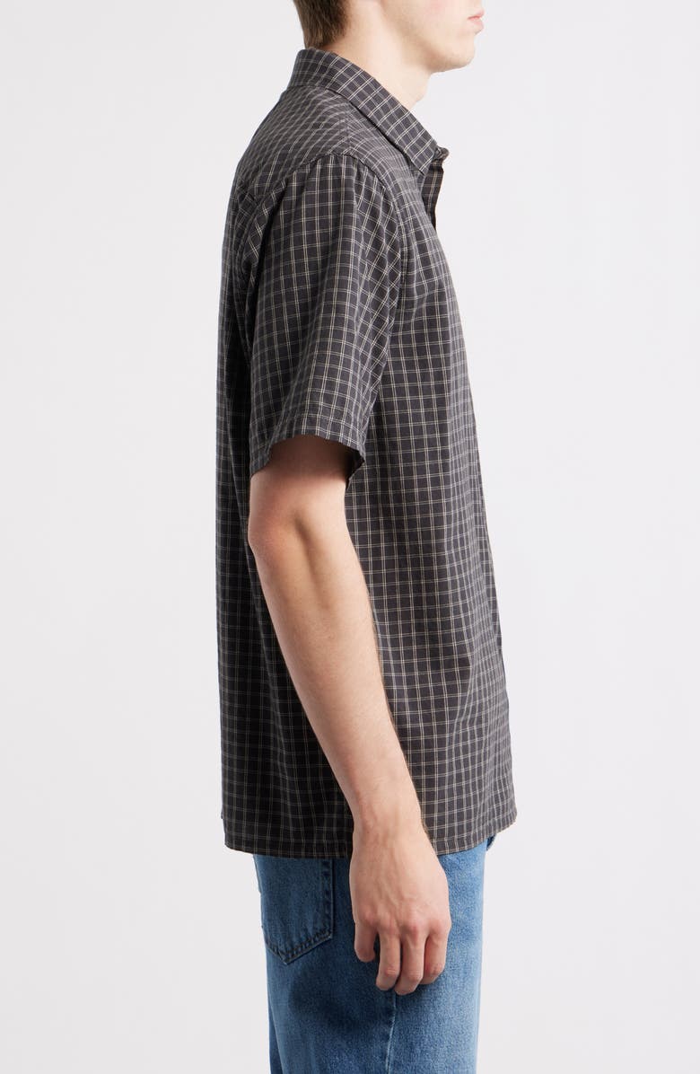 Rip Curl Liquid Trips Check Short Sleeve Button-Up Shirt, Alternate, color, Washed Black