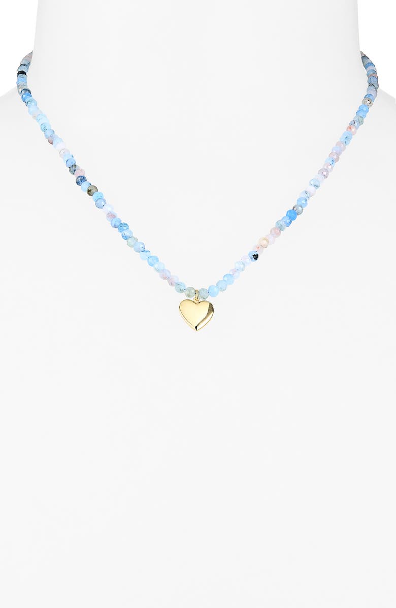 ARGENTO VIVO Blue Heart Necklace, Alternate, color, Gold
