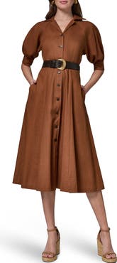 Donna Karan New York Linen Blend Midi Shirtdress