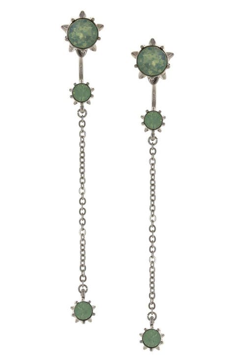 Sunburst Crystal Chain Drop Linear Earrings