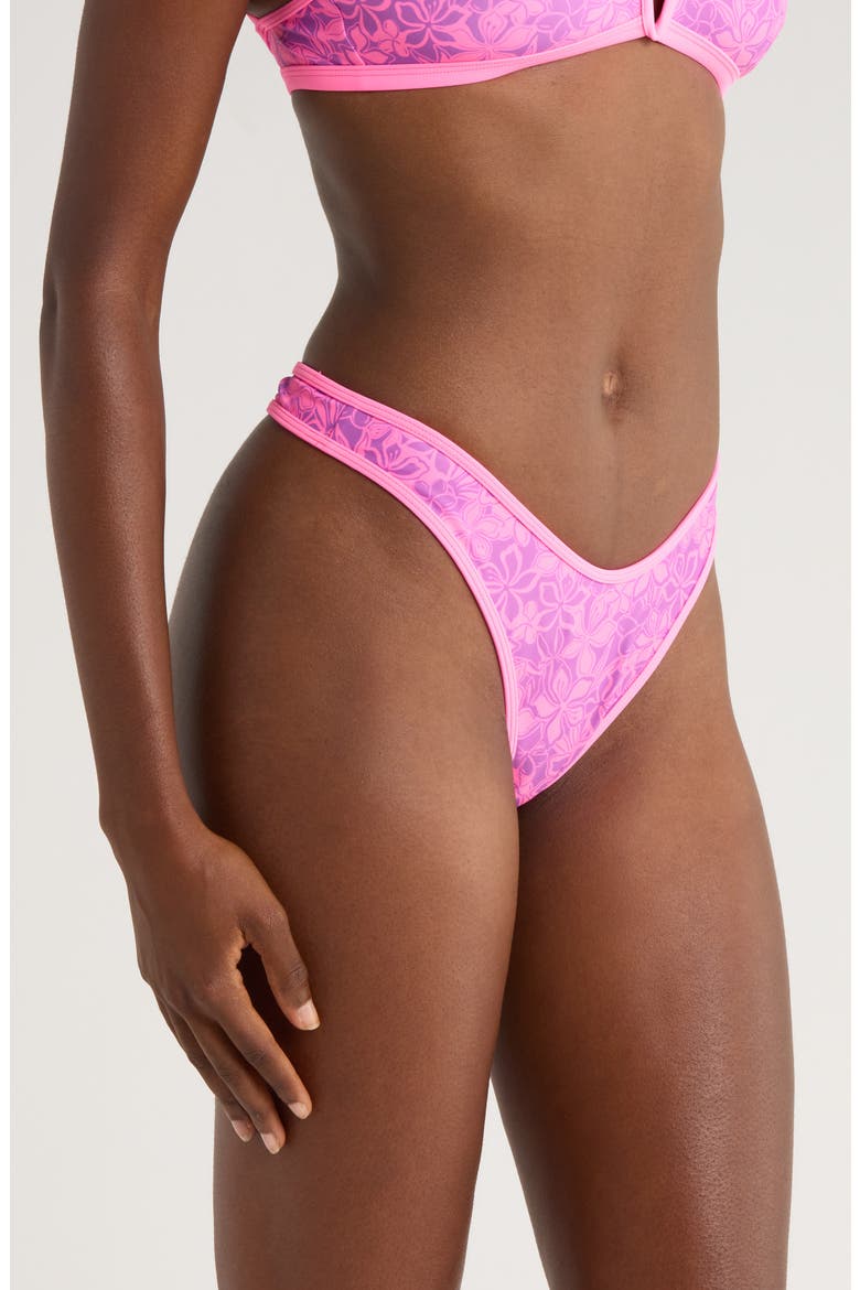 High Cut Thong Bikini Bottoms, Alternate, color, BUBBLE BERRY