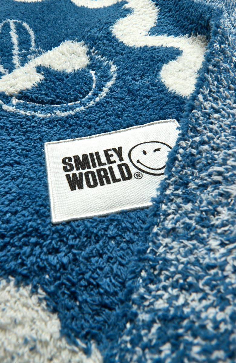 Barefoot Dreams<sup>®</sup> CozyChic<sup>®</sup> SmileyWorld Surf Stroller Blanket, Alternate, color, Azure Tide-Cream